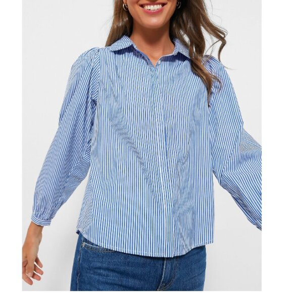 Pomander Place Indigo Stripe Button Down - Picture 1 of 11